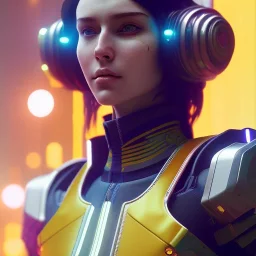 A cyberpunk soldier Armor wearing girl,cyberpunk 2077, ultra realistic,shiny, smooth, studio quality, octane render, Surrealism, Triadic colour scheme,glow-stick, ambient lighting,nightclub lighting, polaroid, 100mm