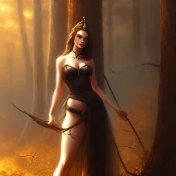 frank frazetta style, witch in the forest, dusk