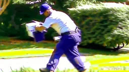 fedex driver chasing homeowner with chainsaw