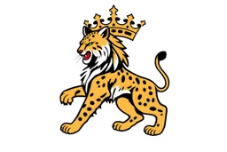 a bobcat in a royal lion position like on flags or crests, vector