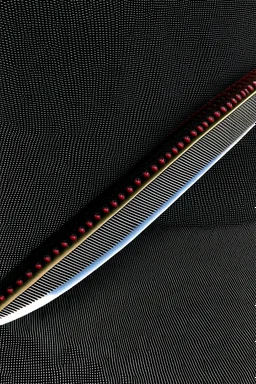 throwing dagger with red serrations along the edge