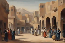 a steert of Iran.19th painting