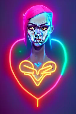 FLAT VECTOR LAYERED 2-D MULTICOLORED COMPLIMENTARY NEON MECHANICAL HUMAN HEART, METALLIC,