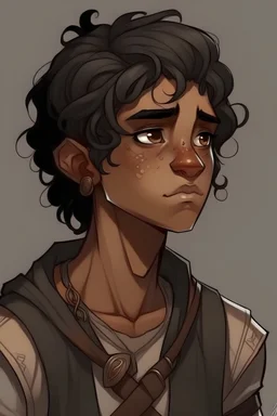 a depressed 17 year old, black hair, brown eyes, tan skin male, dungeons and dragons