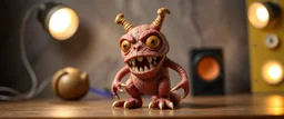 polymer clay monster with studio lights