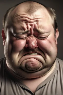 Fat man crying