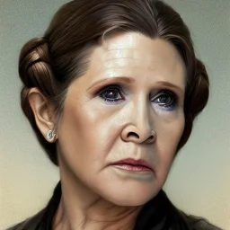 [[extrem stunning photorealistic carrie fisher as princess leia]] :: [[photorealistic brown eyes, symmetrical short hair, head and shoulders portrait, 8k resolution photorealistic portrait by Greg Rutkowski, WLOP, hyperdetailed, intricately detailed, triadic colors]]