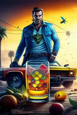 brand campaign for a new drink with orange and chili flavour with Grand Theft Auto V high resolution