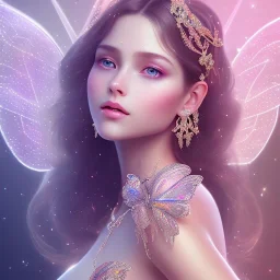 one big crystal subtle in a galactic ambiance with a beautiful girl with butterfly wings, transparent flowers, delicate colors, smile,soft light atmosphere, smooth, extremely sharp detail, finely tuned detail, ultra high definition, 8 k, unreal engine 5, ultra sharp focus