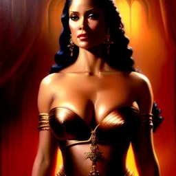 portrait of beautiful busty Dejah Thoris painting by Brom, oil on canvas, cinematic composition, extreme detail,fit full head inside picture