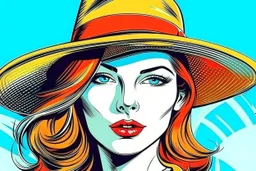 beautiful woman in hat in pop art style vector