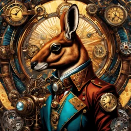 Kangaroo Steampunk cómic art calidad ultra maximalista