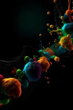 Multicoloured Biomolecules in a dark background