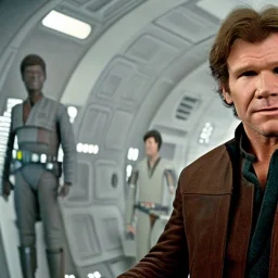 super photorealistic studio photo of Han Solo in star wars by Annie Leibovitz, intricate, highly detailed, sharp focus, cinematic lighting,