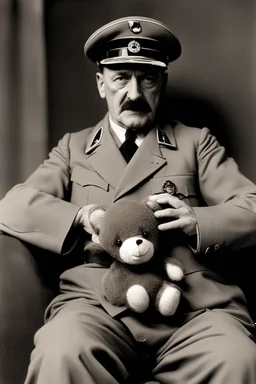 Adolf Hitler cuddling teddy