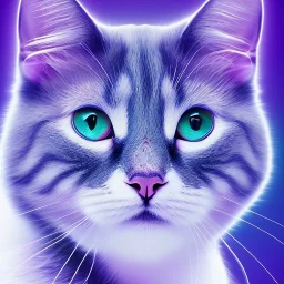 white cat, ultra violet aura