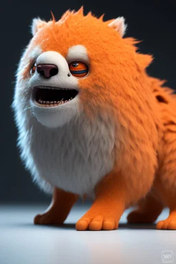 Microscope photography of a crying cute bacteria furry orange character from Planet Mercury , photorealistic, 3D, unreal engine, octane render, intricate details, Studio Professional Photography, Top Light, 35mm lens, on flat white background