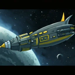 draw cartoon yellow banana as starship