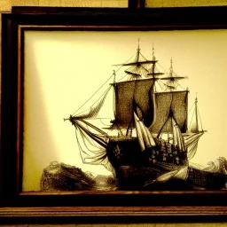 Dibujo de un Galeón al estilo Rembrandt