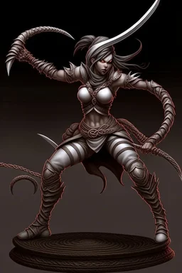 female gray skin Shadar-Kai wielding a Whip a whip made out of black thorns