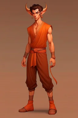 Full Body, Male Tiefling, monk, outfit like goku