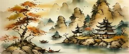 chinese landscape watercolor