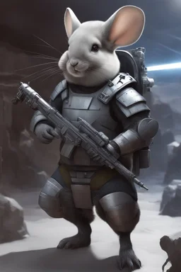 sci-fi armored chinchilla warrior