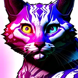 big little cats, Style Borderlands 2, purple tones,