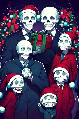 Whipsical babies in suits, faces look like those skeletons in the movie a night before Christmas