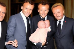 Emanuel Macron and Johny Hallyday with their new weird baby