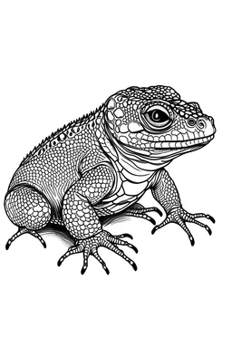 Simple on line draw for kids 'Gila Monster' inolated on white, white background, without color, black and white, full image