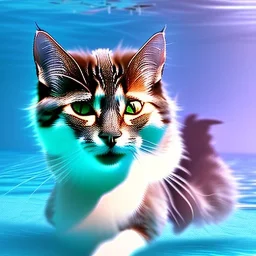 Eine Katze schwimmt im Swimmingpool, realistic foto