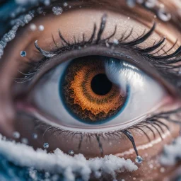 snowboarding in eye, intricate, 8k, macro photography