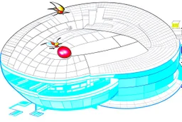 Architectural drawing of a Neofuturistic art museum, (((isometry))), ultra quality, people, treets