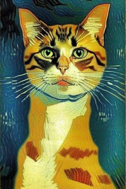 Portrait of a cat by Van Gogh