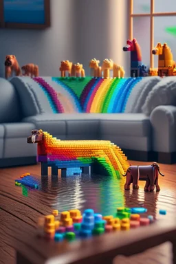 LEGO Noah's ark with animals, rainbow, on a carved table in a living room pixel artUnreal Enginedigital paintinghighly detailedcrisp qualityaward winning4kcolourfulintricatevery attractivebeautifulimperial colorsdynamic lightingsharp focusfantastic view