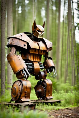 Rusted half-robot Wolverine, photograph