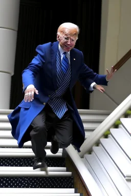 Joe Biden dressed as a wizard falling down steps