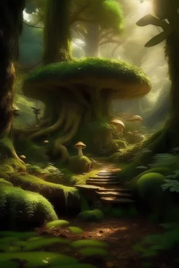 It is an enchanting forest with friendly magical creatures, towering trees, and hidden paths.