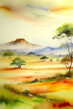 african landscape watercolour