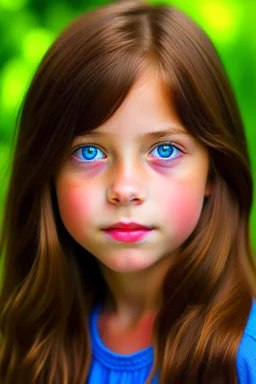 9 year old girl with mahogany hair and blue eyes