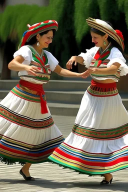 2 maxican woman dancing neoclassism traditional