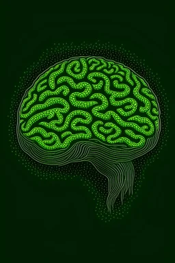 The brain is dark green