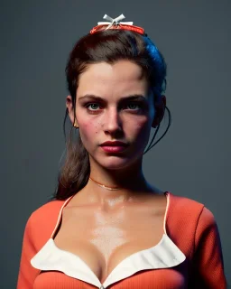 waitress woman with muppet head, skin body and arms, concept art, retro style, smooth, unreal engine 5, god lights, ray tracing, RTX, lumen lighting, ultra detail, volumetric lighting, 3d.