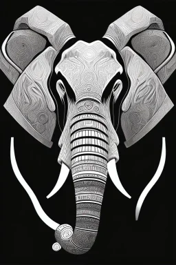 Simple Line art elephant head