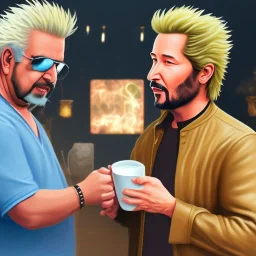 Me having coffee with Guy Fieri consoling Sad Keanu on the Food Network