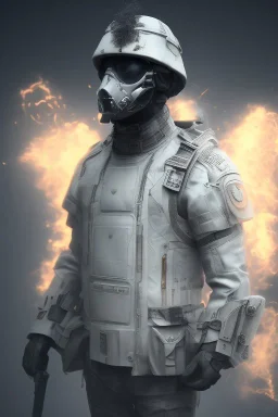 All Black british soldier, ghost, wearing high tech mask, white smoke, dark, rage, sorrow, high definition, ultra 8 k, volumetric lighting, blue fire, fog