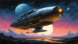spaceship, (art by Jesper Ejsing:1.2), night