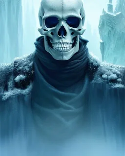 A portrait of a frozen skeleton by pascal blanche rutkowski repin artstation hyperrealism painting concept art of detailed character design matte painting, 4 k resolution blade runner, digital Art, perfect composition, beautiful detailed intricate insanely detailed octane render trending on artstation, 8 k artistic photography, photorealistic concept art, soft natural volumetric