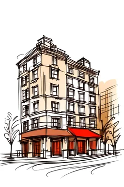 doodle of a restaurant and hotel